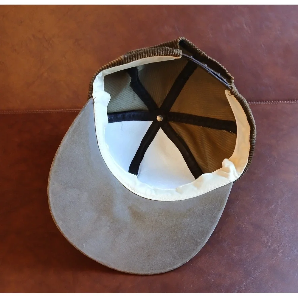 VTG Rare Wrangler Corduroy  5-Panel Adjustable Baseball Cap brown Sz 7 3/8 #1591